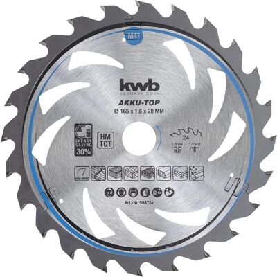 KWB 584754 Hochwertiges Hartmetall-Kreissägeblatt - 165mm, 24 Zähne KWB 584754 Hochwertiges Hartmetall-Kreissägeblatt - 165mm, 24 Zähne