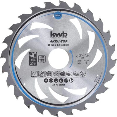 Kwb 585454 Hoja de sierra circular - Carburo, 170x30x1.2mm, 24 Dientes Kwb 585454 Hoja de sierra circular - Carburo, 170x30x1.2mm, 24 Dientes