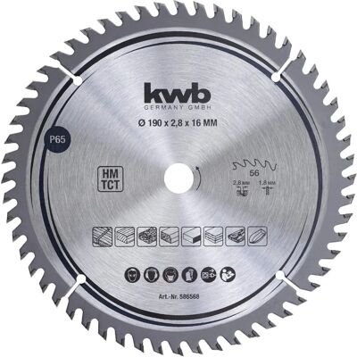 Lâmina de serra circular kwb 190×16 mm - Cortes muito finos Lâmina de serra circular kwb 190×16 mm - Cortes muito finos