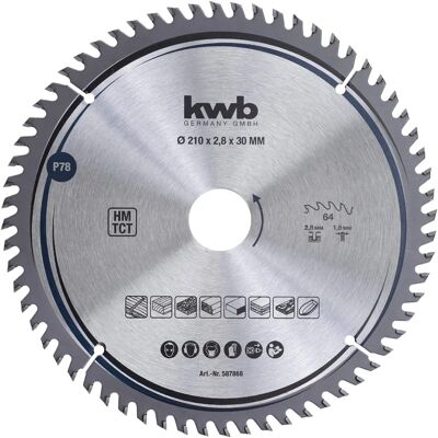 Lâmina de serra circular KWB - 210x30mm Carbeto de tungstênio - 64 dentes Lâmina de serra circular KWB - 210x30mm Carbeto de tungstênio - 64 dentes