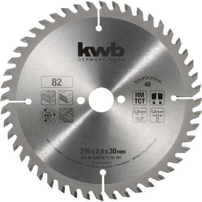 Lama per sega circolare KWB 216mm - Taglio molto fine - Legno & Pannelli Lama per sega circolare KWB 216mm - Taglio molto fine - Legno & Pannelli