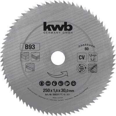 Lame de scie circulaire KWB - 250mm - Construction & Scies à Table Lame de scie circulaire KWB - 250mm - Construction & Scies à Table