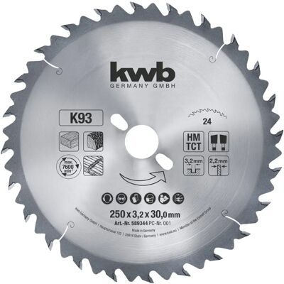 KWB Kreissägeblatt - 589344 - Hartmetallbestückt - Bau- & Tischkreissäge KWB Kreissägeblatt - 589344 - Hartmetallbestückt - Bau- & Tischkreissäge