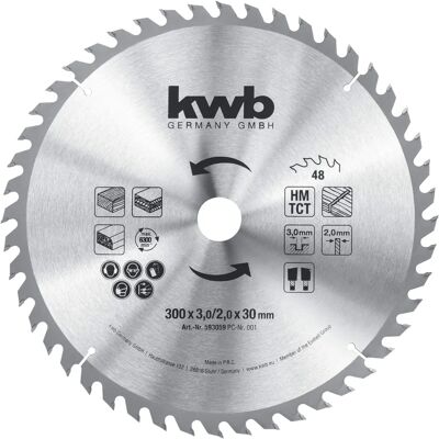 KWB 300mm Kreissägeblatt - 48 Zähne - Hartmetall KWB 300mm Kreissägeblatt - 48 Zähne - Hartmetall
