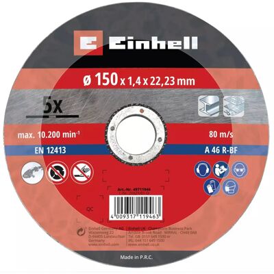 Einhell 49711946 Disque de coupe pour meuleuse - 150mm accessoire fin Einhell 49711946 Disque de coupe pour meuleuse - 150mm accessoire fin