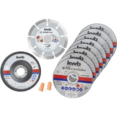 Kwb Set di Dischi per Taglio - 115 mm, Acciaio, Inox, 10 pezzi Kwb Set di Dischi per Taglio - 115 mm, Acciaio, Inox, 10 pezzi