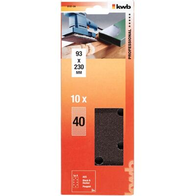 KWB 818104 Papel de lixa - 10 peças - Para madeira e metal KWB 818104 Papel de lixa - 10 peças - Para madeira e metal