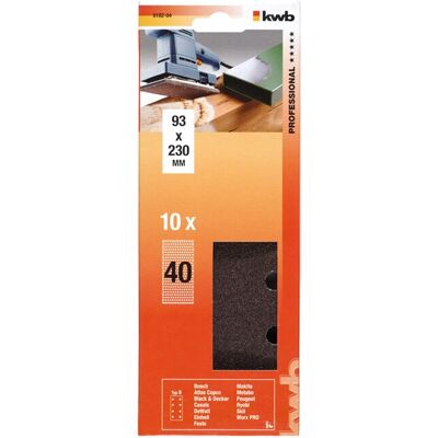 KWB 818204 Conjunto de papel de lixa - 10 peças, Granulagem 40 KWB 818204 Conjunto de papel de lixa - 10 peças, Granulagem 40