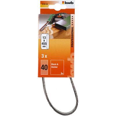 Kit de cinturones de lijado kwb 910504 - 3 pzas, Grano 40, 457x13mm Kit de cinturones de lijado kwb 910504 - 3 pzas, Grano 40, 457x13mm
