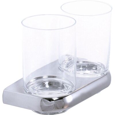 Bravat Metasoft Doppelter Glashalter mit klaren Gläsern - Glass Holder Bravat Metasoft Doppelter Glashalter mit klaren Gläsern - Glass Holder