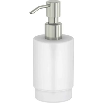 LENZ SOULUTION Dispenser di sapone in vetro rotondo - bianco/argento LENZ SOULUTION Dispenser di sapone in vetro rotondo - bianco/argento