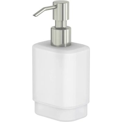 Dispensador de jabón Lenz SOULUTION - Vidrio, Blanco/Plata, 7.8x8.43x16.3cm Dispensador de jabón Lenz SOULUTION - Vidrio, Blanco/Plata, 7.8x8.43x16.3cm