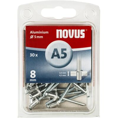 Rivets aveugles en aluminium Novus 108964503 - 5x8mm, 30 pcs Rivets aveugles en aluminium Novus 108964503 - 5x8mm, 30 pcs