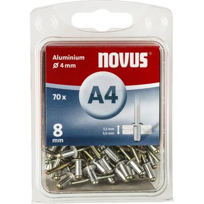 Novus 045-0032 Rivets aveugles - 70 pcs, 4x8 mm, aluminium, rouge - Publicité Novus 045-0032 Rivets aveugles - 70 pcs, 4x8 mm, aluminium, rouge - Publicité