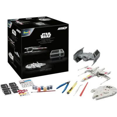 Revell Star Wars Adventskalender Millennium Falcon, X-Wing Fighter, Darth Vaders TIE F - Adventskalender & Modellbausatz Revell Star Wars Adventskalender Millennium Falcon, X-Wing Fighter, Darth Vaders TIE F - Adventskalender & Modellbausatz