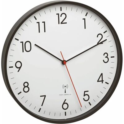 TFA Dostmann 60.3537.01 Zegar Ścienny - Cichy Radiowy Zasilany Czarny Okrągły TFA Dostmann 60.3537.01 Zegar Ścienny - Cichy Radiowy Zasilany Czarny Okrągły