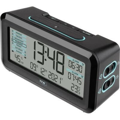 TFA Dostmann Wecker - Modell 60.2562.01.GB mit Doppelalarm, Radio gesteuert, Farbe Turchese TFA Dostmann Wecker - Modell 60.2562.01.GB mit Doppelalarm, Radio gesteuert, Farbe Turchese