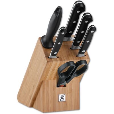 Conjunto de Facas de Cozinha Zwilling - 7 Peças com Suporte de Bambu Conjunto de Facas de Cozinha Zwilling - 7 Peças com Suporte de Bambu