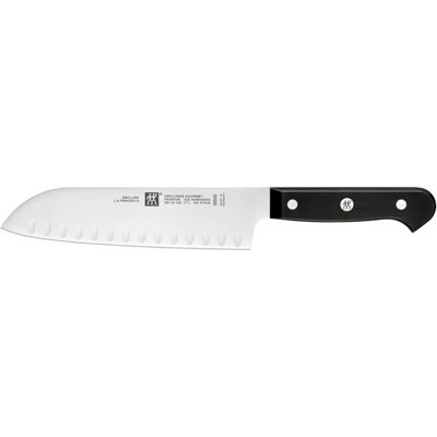 Zwilling Gourmet Santoku Kniv - 18cm, Svart, Hullet kant - Tysk kvalitet Zwilling Gourmet Santoku Kniv - 18cm, Svart, Hullet kant - Tysk kvalitet
