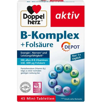 Doppelherz Marke B-Komplex + Folsäure Tabletten - Vitamine & Nahrungsergänzungsmittel Doppelherz Marke B-Komplex + Folsäure Tabletten - Vitamine & Nahrungsergänzungsmittel