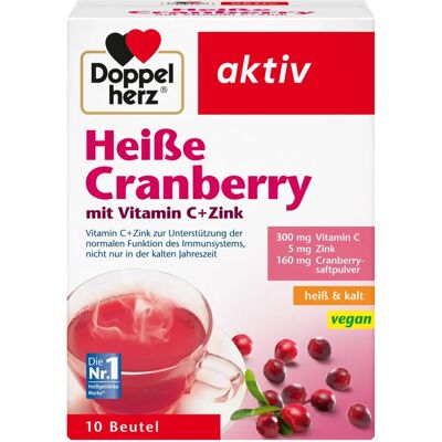 Boisson chaude Cranberry Doppelherz avec Vitamine C + Zinc - Granulés - Publicité Boisson chaude Cranberry Doppelherz avec Vitamine C + Zinc - Granulés - Publicité