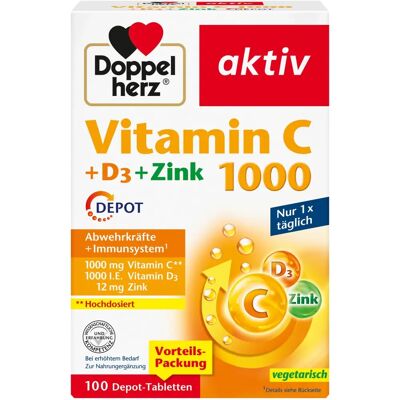 Queisser Pharma GmbH & Co. KG Doppelherz Vitamin C 1000+D3+Zink Depot Tabletten - Nahrungsergänzungsmittel Queisser Pharma GmbH & Co. KG Doppelherz Vitamin C 1000+D3+Zink Depot Tabletten - Nahrungsergänzungsmittel