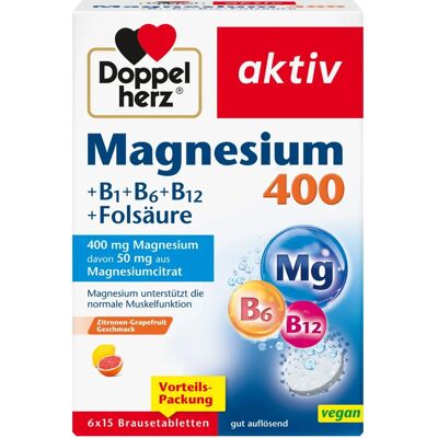 Doppelherz Magnesium 400 + B1 + B6 + B12 + Folsäure - Nahrungsergänzungsmittel Doppelherz Magnesium 400 + B1 + B6 + B12 + Folsäure - Nahrungsergänzungsmittel