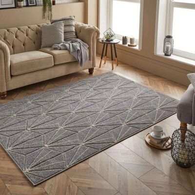 Oriental Weavers Grey Diamond Area Rug - Modern Geometric Floral - 120x170cm Oriental Weavers Grey Diamond Area Rug - Modern Geometric Floral - 120x170cm