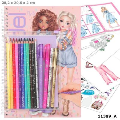 Livre de Coloriage Top Model avec Ensemble de Stylos - 76 pages, 14 stylos, 2 autocollants Livre de Coloriage Top Model avec Ensemble de Stylos - 76 pages, 14 stylos, 2 autocollants