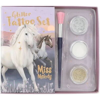 Miss Melody Night Horses Glitter Tatoeageset - Soort Tatoeage Miss Melody Night Horses Glitter Tatoeageset - Soort Tatoeage