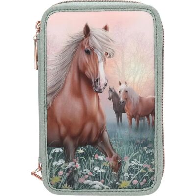 Trojitý penál Miss Melody - Lesklý salvia zelený - Pencil Case Trojitý penál Miss Melody - Lesklý salvia zelený - Pencil Case