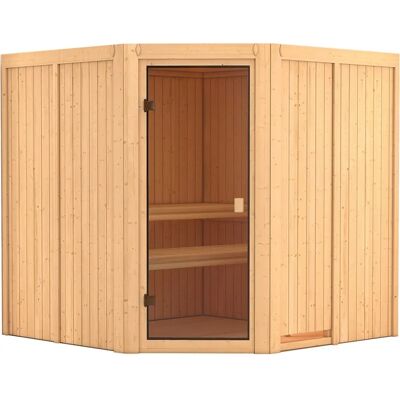 WOODFEELING Kotka Sauna - 5 Personen, Eckeinstieg, Ohne Ofen - Beige WOODFEELING Kotka Sauna - 5 Personen, Eckeinstieg, Ohne Ofen - Beige