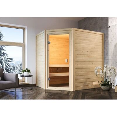 WOODFEELING Jella Sauna - 4 Personen Nordic Fichte Holzsauna mit Externer Steuerung WOODFEELING Jella Sauna - 4 Personen Nordic Fichte Holzsauna mit Externer Steuerung