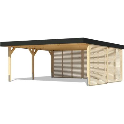 Karibu Doppel-Carport - Anthrazit - 552x246,5x487 cm - Flachdach - Carport Karibu Doppel-Carport - Anthrazit - 552x246,5x487 cm - Flachdach - Carport