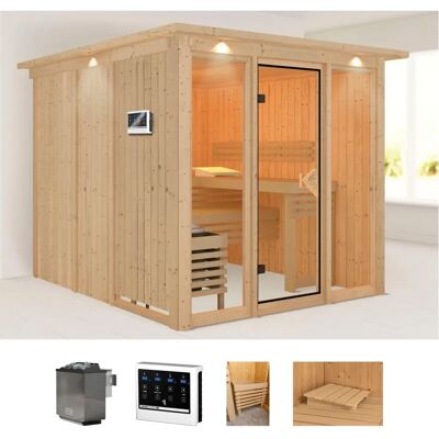 WELLTIME Artja Sauna - Energieeffiziente 4-Personen-Innensauna mit Bio-Ofen WELLTIME Artja Sauna - Energieeffiziente 4-Personen-Innensauna mit Bio-Ofen
