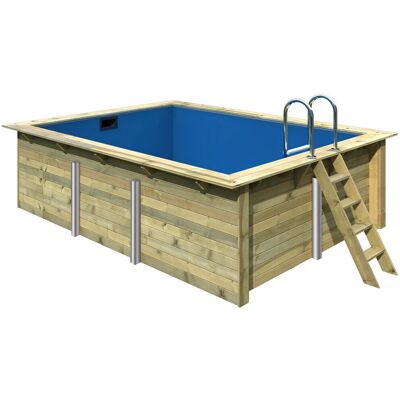KARIBU Roma Rechteckpool - Holz, 44mm, Blaue Folie KARIBU Roma Rechteckpool - Holz, 44mm, Blaue Folie