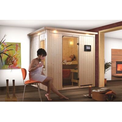 Karibu Bodin Sauna - Sapin Nordique, 68mm, Porte en Verre - Sauna - Publicité Karibu Bodin Sauna - Sapin Nordique, 68mm, Porte en Verre - Sauna - Publicité