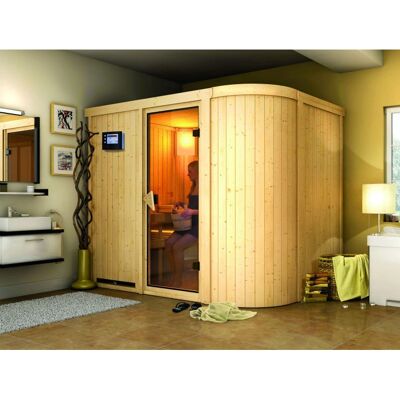 Sauna Karibu Titania - Bois Naturel, Porte en Verre - Type Sauna - Publicité Sauna Karibu Titania - Bois Naturel, Porte en Verre - Type Sauna - Publicité