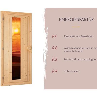 KARIBU Mia Holzsauna - Innen, 2 Liegen, Ohne Dach, Tür mit Glas KARIBU Mia Holzsauna - Innen, 2 Liegen, Ohne Dach, Tür mit Glas