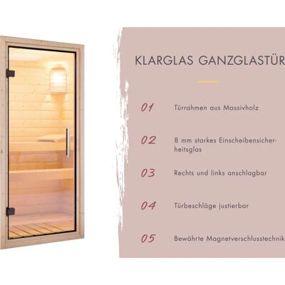 KARIBU Mia Beige Sauna - Innen, 38mm, Glastür KARIBU Mia Beige Sauna - Innen, 38mm, Glastür