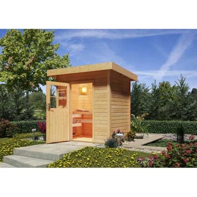 Karibu JANA Sauna - Sauna extérieure finlandaise, bois nordique 38mm - Publicité Karibu JANA Sauna - Sauna extérieure finlandaise, bois nordique 38mm - Publicité