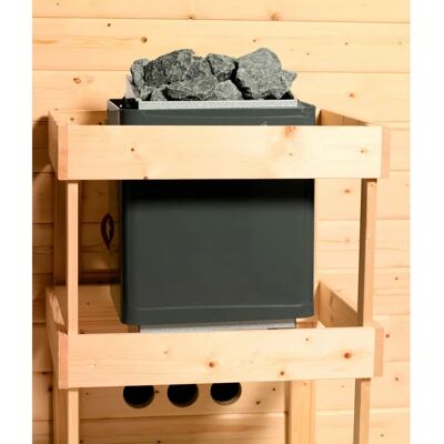 KARIBU Solida 9 kW Sauna - Innen, Flachdach, Glastür KARIBU Solida 9 kW Sauna - Innen, Flachdach, Glastür