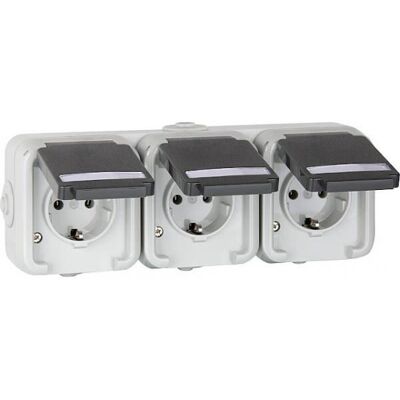 PEHA 00305311 Steckdose - IP44, Grau, 3-polig Schuko, Aufputz PEHA 00305311 Steckdose - IP44, Grau, 3-polig Schuko, Aufputz