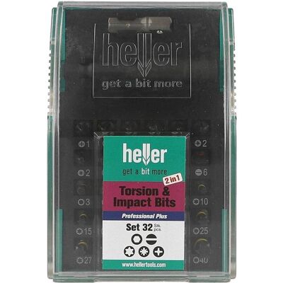 Heller Tools 29347 32-delige bitsset - Torsie-impact, Phillips, Pozidriv, Hex, Torx Heller Tools 29347 32-delige bitsset - Torsie-impact, Phillips, Pozidriv, Hex, Torx