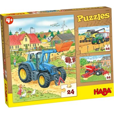 Puzzle Haba Tractor & Co. con 3 design - Scene educative di fattoria Puzzle Haba Tractor & Co. con 3 design - Scene educative di fattoria