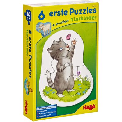 HABA 6 första pussel - Djurungar med figur - 19 delar HABA 6 första pussel - Djurungar med figur - 19 delar