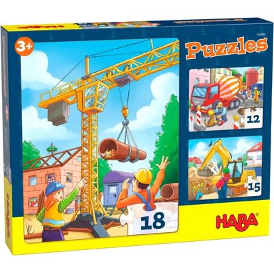 HABA Puzzle Véhicules de Construction - Multicolore HABA Puzzle Véhicules de Construction - Multicolore