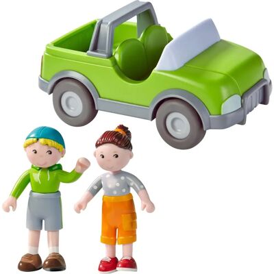HABA Little Friends Leketøysett - Utendørs eventyr med 2 dukker og bil HABA Little Friends Leketøysett - Utendørs eventyr med 2 dukker og bil