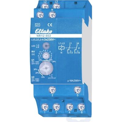 Eltako NR12-002-3x230V - Netzüberwachungsrelais - 2Wechsler, 10A, 230V Eltako NR12-002-3x230V - Netzüberwachungsrelais - 2Wechsler, 10A, 230V
