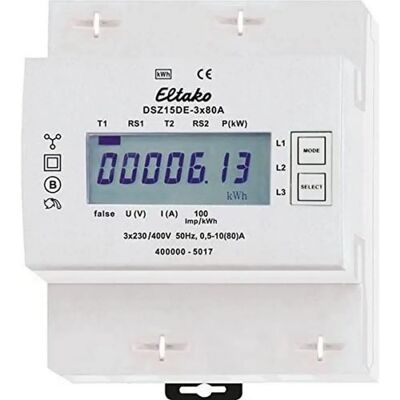 Eltako Drehstromzähler - Kompakt, 80A, S0-Schnittstelle Eltako Drehstromzähler - Kompakt, 80A, S0-Schnittstelle